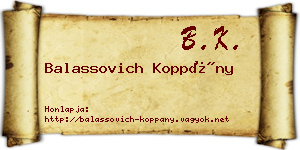 Balassovich Koppány névjegykártya